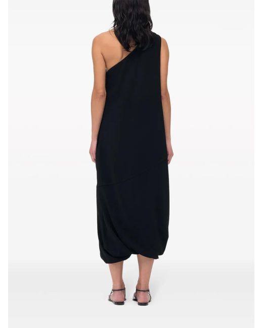 Another Tomorrow Black One-Shoulder Bubble-Hem Dress