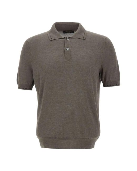 Gran Sasso Gray Short-Sleeve Polo Shirt for men