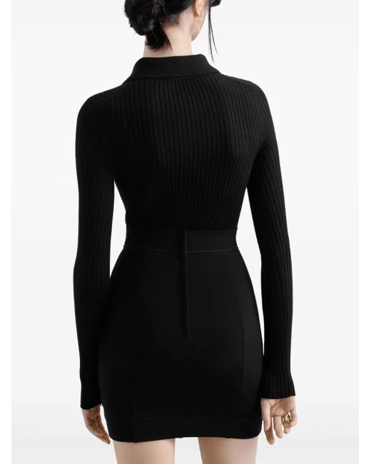 Dolce & Gabbana Black Dna Ribbed-Knit Polo Shirt