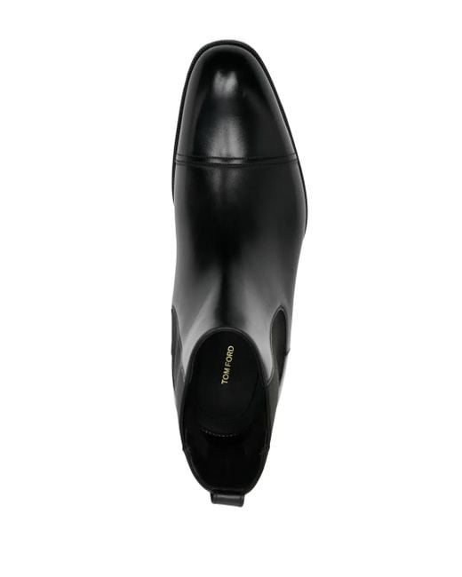 Tom Ford Black Leather Ankle Boots for men