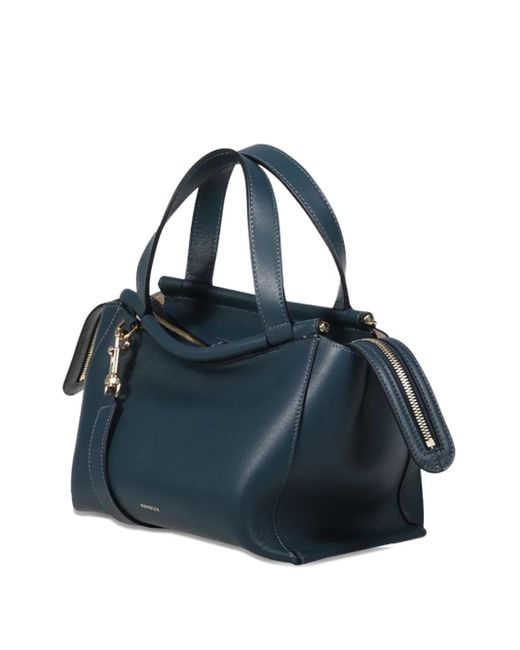 Wandler Blue Ide Top-Handle Tote Bag