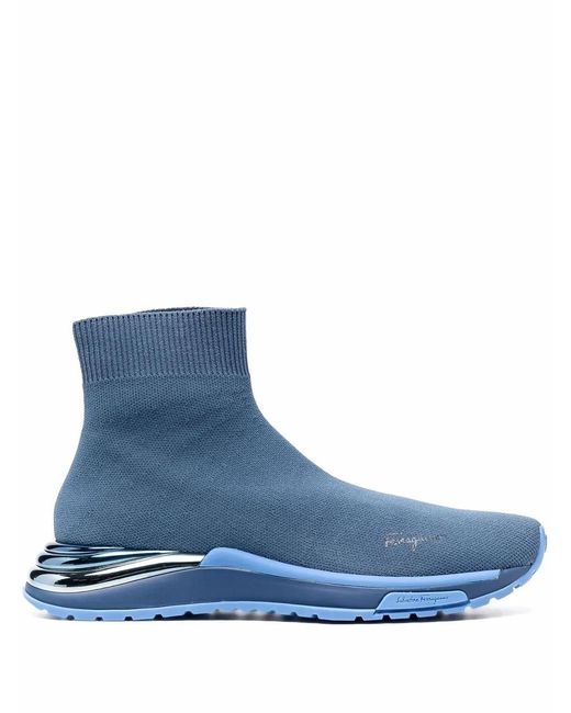 Ferragamo Blue Ninette Pull-On Sneakers