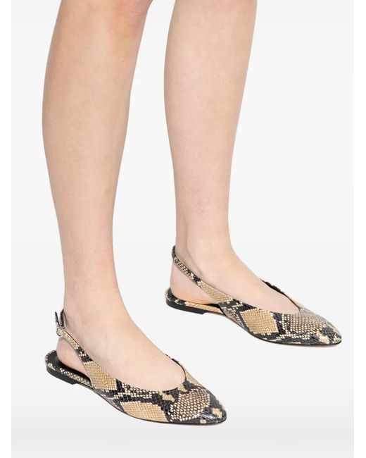 Aeyde White Snake-Pattern Flat Pumps