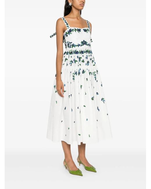 Erdem White Floral Print Cotton Dress