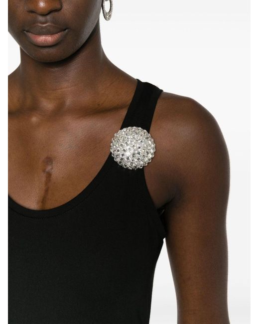 David Koma Black Crystal-embellished Stretch-jersey Midi Dress