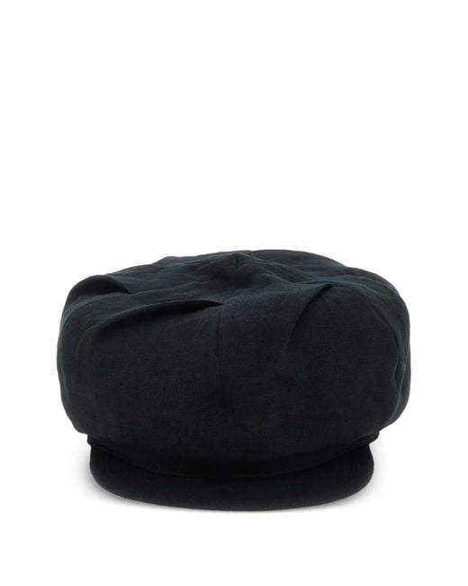 Yohji Yamamoto Black Tuck Casquette Linen Cap for men