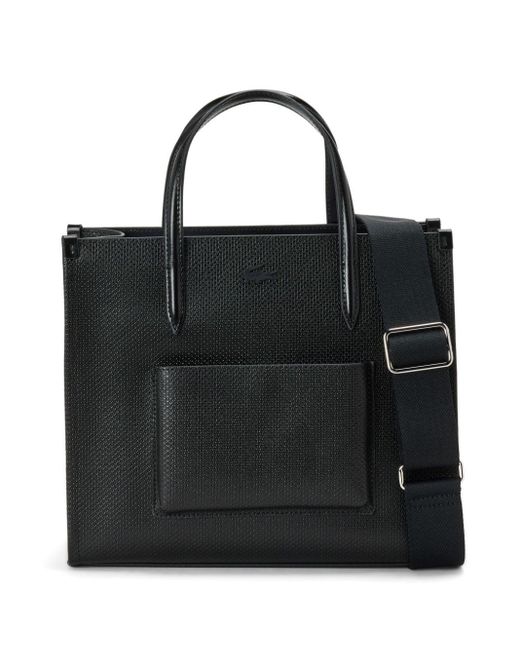 Lacoste Black Small Chantaco Leather Tote Bag