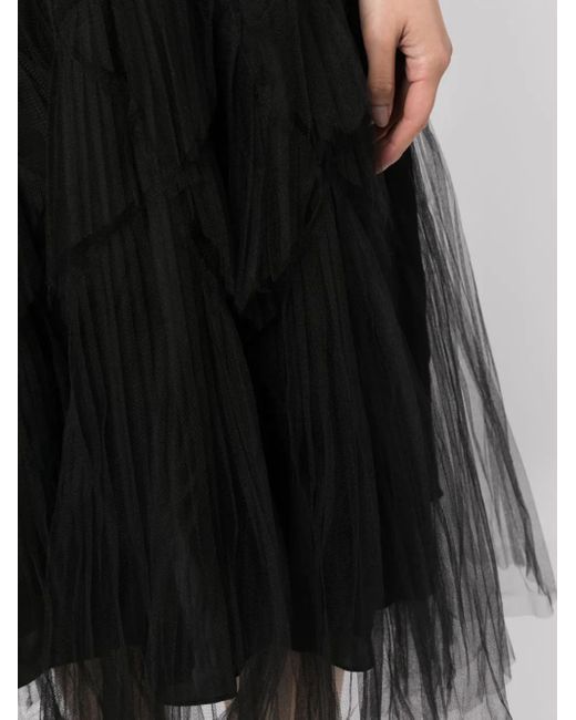 JNBY Black Tulle-Panel Cotton Midi Dress