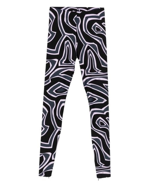 Emilio Pucci Black Abstract-Print Leggings