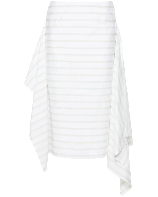 Plan C White Striped Poplin Skirt