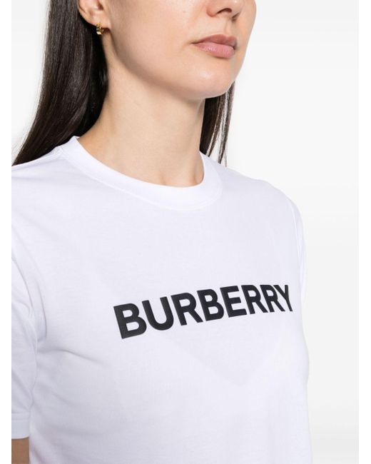 White Crew Neck T-shirt avec logo Burberry