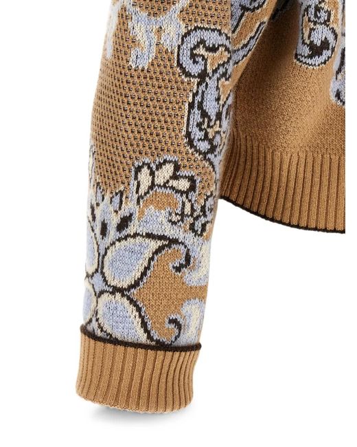 Twinset White Jacquard Tapestry-Inspired Sweater