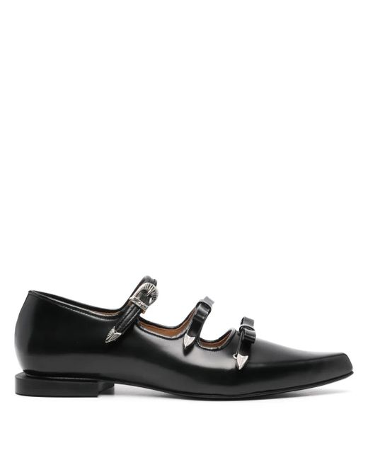 Toga Black Buckled Ballet Flats
