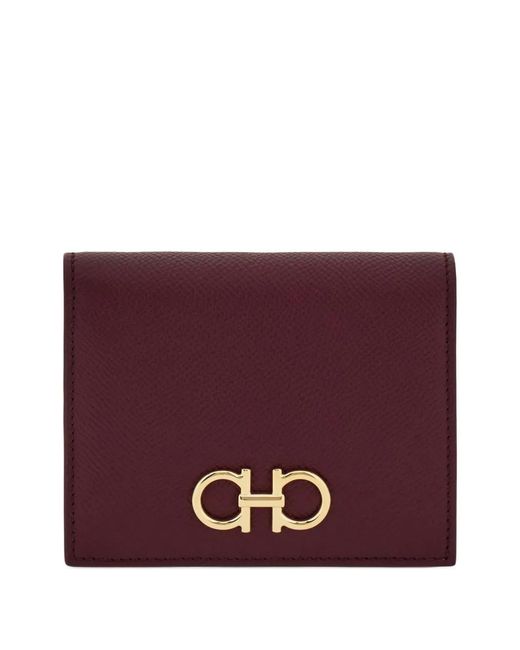 Ferragamo Purple Gancini Buckle Compact Wallet