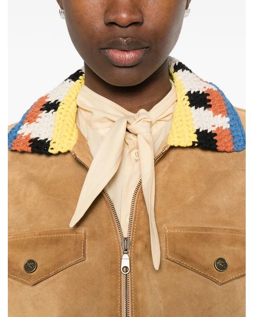 Etro Natural Crocheted Collar Jacket