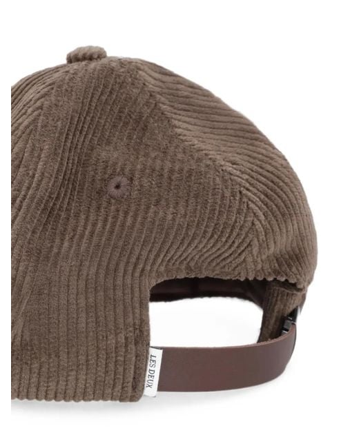 Les Deux Brown Casquette En Velours Côtelé À Logo Brodé Ivy for men
