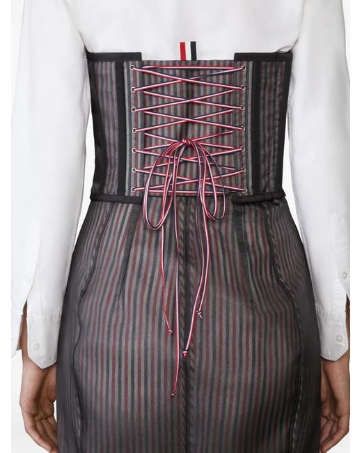 Thom Browne Black Striped Lace-Up Corset