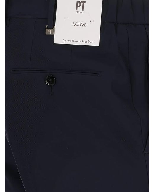 PT Torino Blue Active Slim-Fit Trousers for men