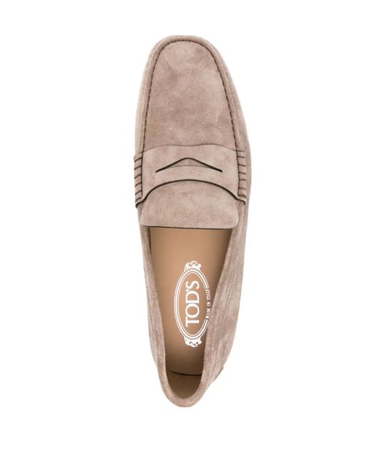 Tod's Natural Gommino Suede Loafers for men