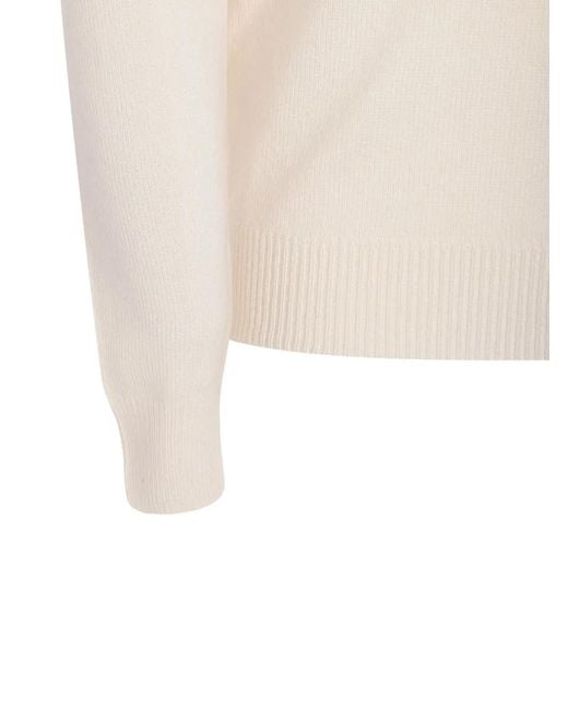 Malo White Turtleneck Ribbed-Hem Sweater for men