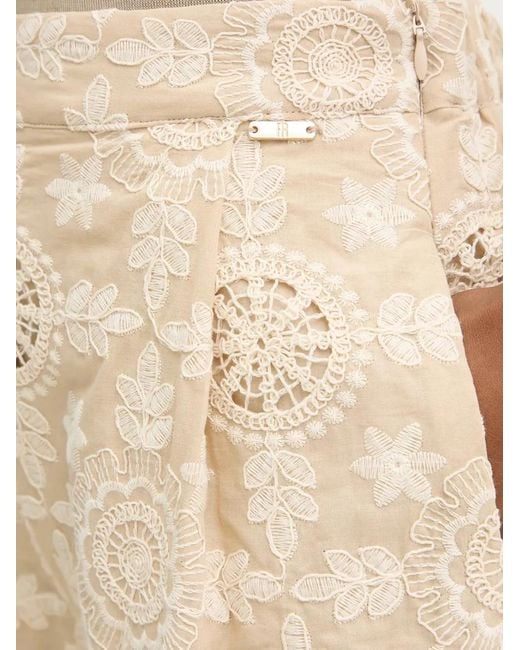 Fracomina Natural Broderie-Anglaise Pleated Shorts