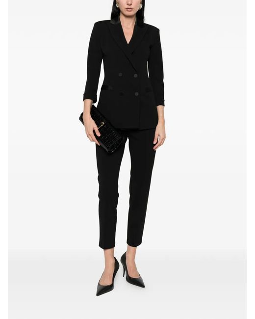 Imperial Black Double-Breasted Collared Blazer