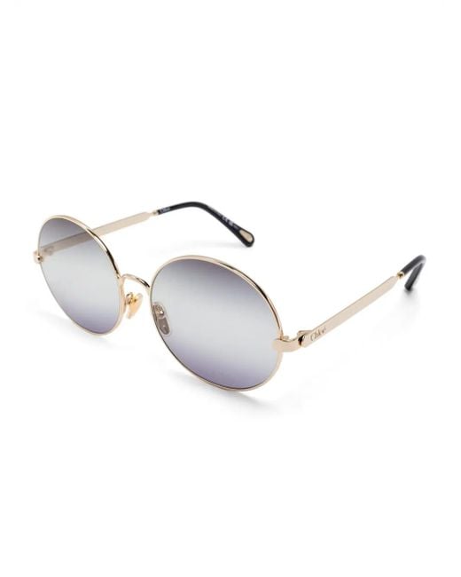 Chloé Metallic Round-Frame Sunglasses
