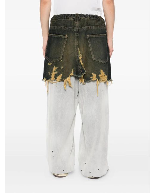 Maison Mihara Yasuhiro Black Distressed Cotton Trouser-Skirt for men