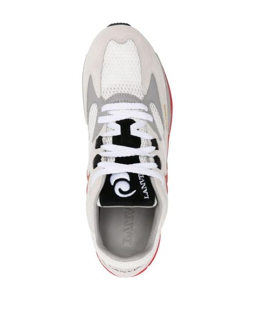 Lanvin White Lace-up Suede Sneakers for men