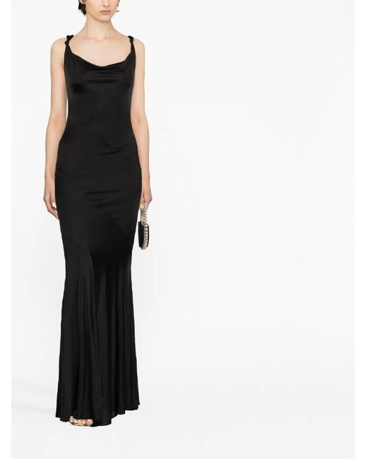 Blumarine Black Knot-Detail Satin Gown