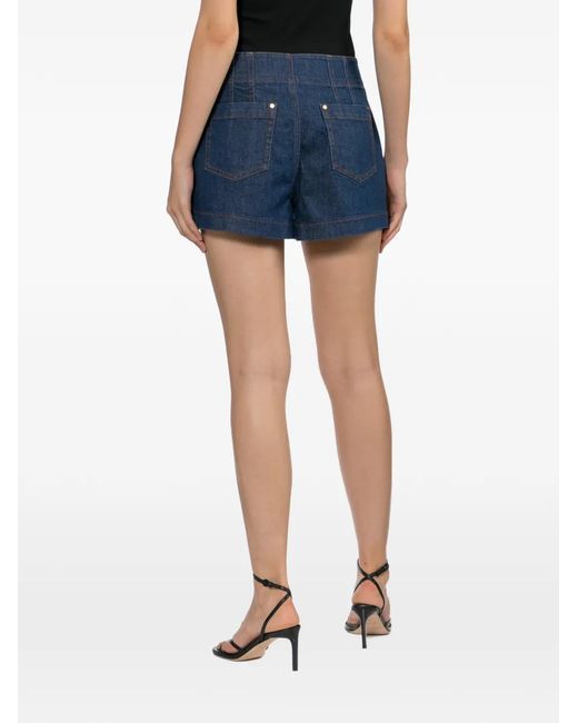 Zimmermann Blue Braided-Trim Denim Shorts