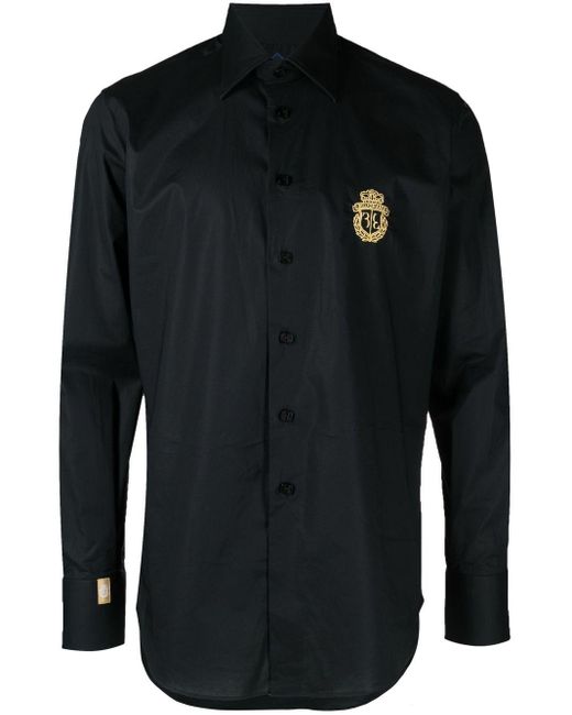 Billionaire Silver Cut Hemd mit Wappen in Black für Herren