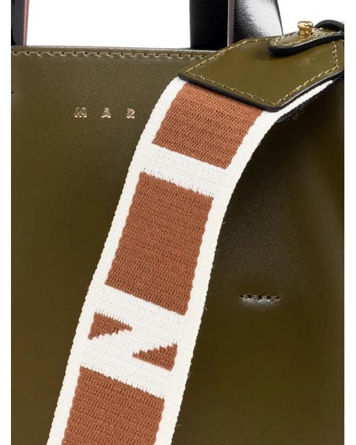 Marni Green Colorblock Leather Tote Bag