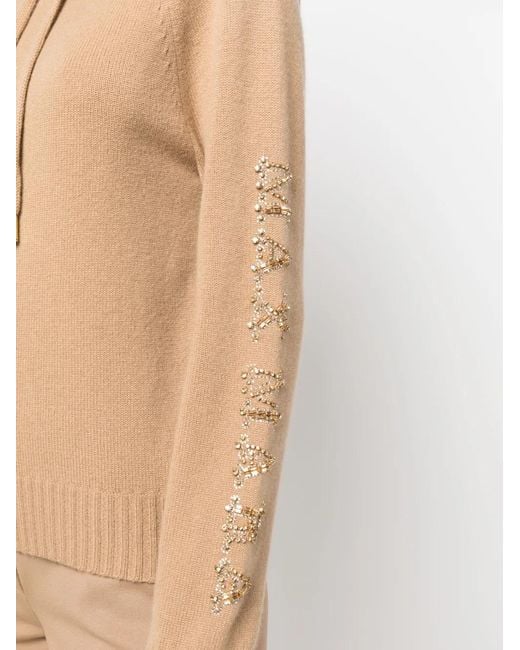 Max Mara Natural Crystal-Embellished Knitted Hoodie