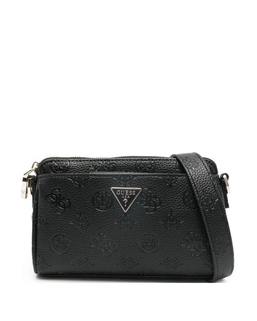 Guess Black Mini Cresidia Ii Logo-Embossed Detachable-Strap Shoulder Bag