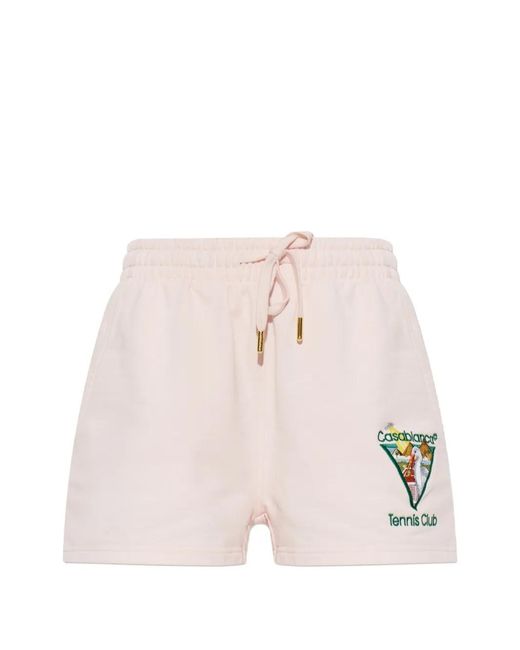 Casablanca Pink Tennis Club Embroidered-Logo Shorts