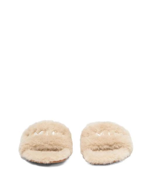 Amiri White Shearling Slides