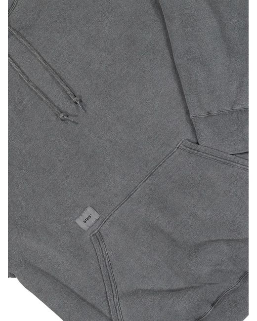 (w)taps Gray Logo-Print Hoodie for men