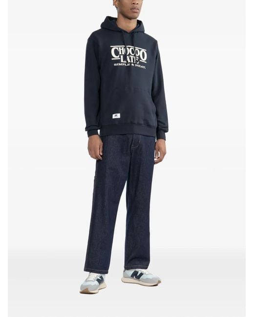 Chocoolate Blue Logo-Embossed Hoodie for men