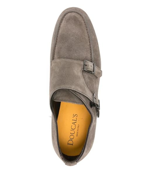 Doucal's Brown Double-Buckle Suede Loafers for men