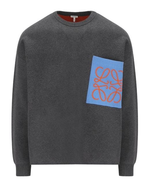 Loewe Gray Pocket Cotton Blend Sweater for men