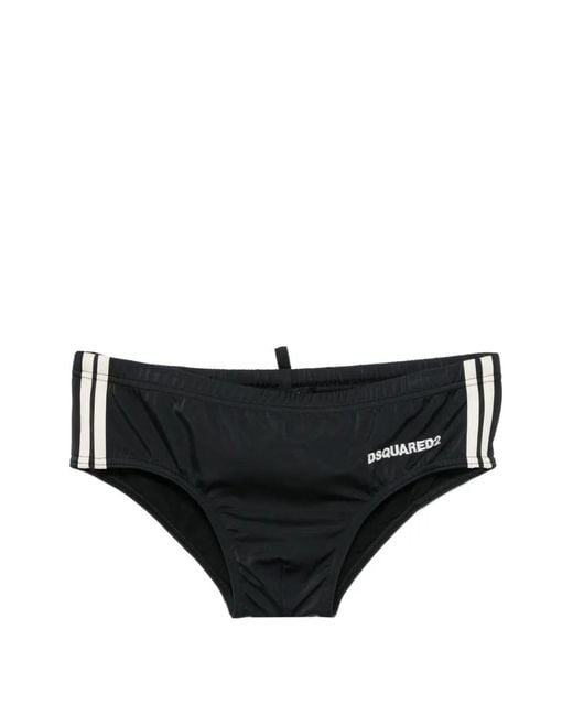 DSquared² Black Side-Stripe Swim Briefs for men