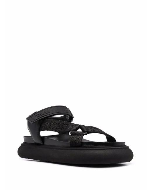 Moncler Black Touch-Strap Sandals