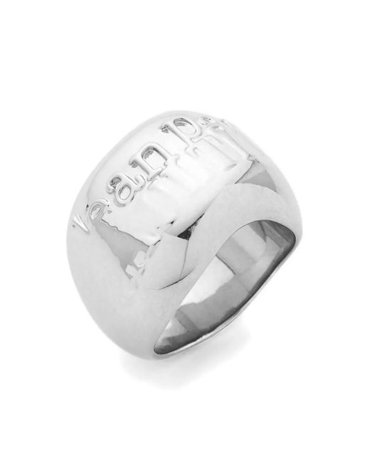Jean Paul Gaultier Gray Engraved-Logo Ring