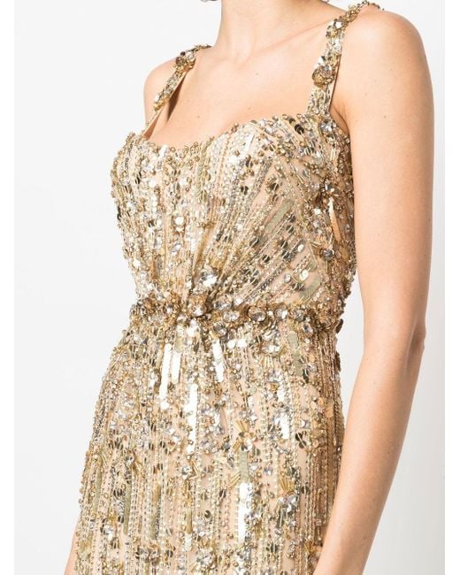 Jenny Packham Metallic Bright Gem Embellished Tulle Gown