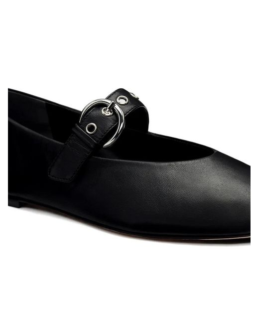 Reformation Black Bethany Adjustable-Buckle Ballet Flat