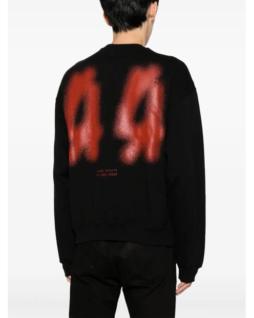 44 Label Group Black Graphic-Print Cotton Sweatshirt for men