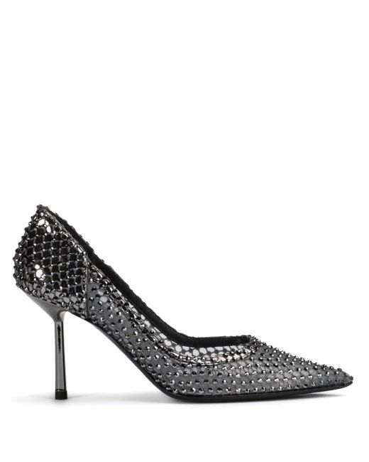 Le Silla Metallic Crystal-Embellished Mesh Pointed-Toe Pumps