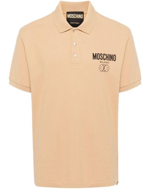 Moschino Poloshirt Met Logoprint in het Natural voor heren