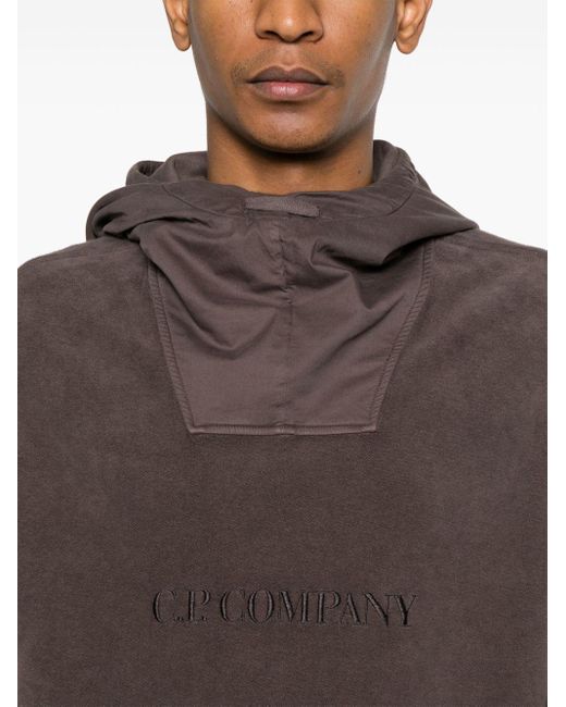 C P Company Brown Brushed Fleece Hoodie for men